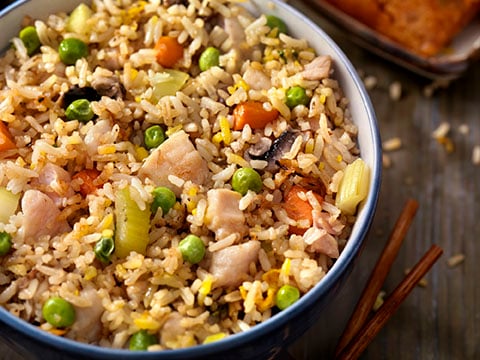 cook-up or pelau made with a mix of multiple meats, rice, peas, and vegetables