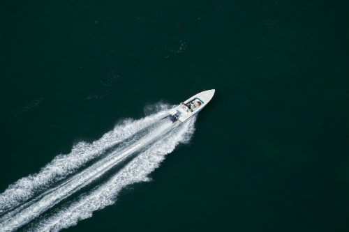 speed boat driving off the coast of mazatlan mexico