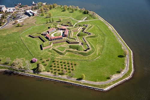 aerial view of fort mchenry national monument in baltimore maryland