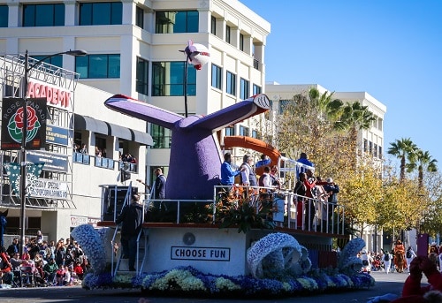 the tail end of the carnival panorama float during the rose parade
