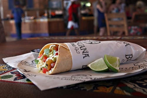 delicious burrito from blueiguana cantina onboard carnival elation 