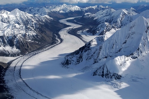 snow covered mountain landscape in alaska