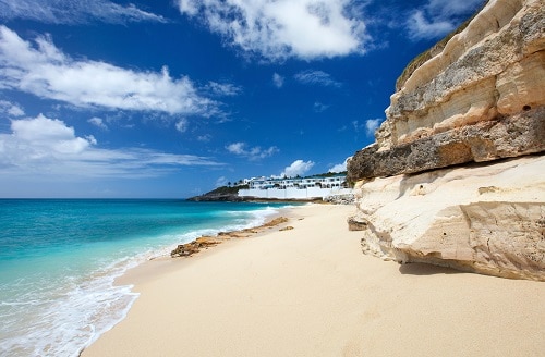 a lovely beach with limestone at st. maarten