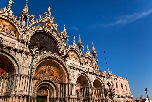 a panoramic view of st. mark’s basillica in venice, italy