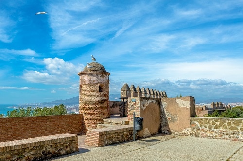 a partial view of the castillo de gibralfaro