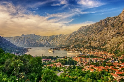 a panoramic view of the kotor harbor