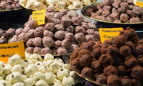 a selection of bon bons from an italian marketplace