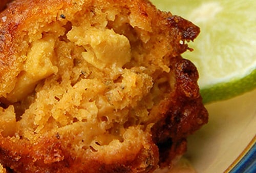 a close-up of carnival's conch fritters