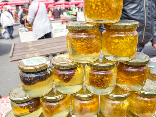 honey being sold at a croatia street market