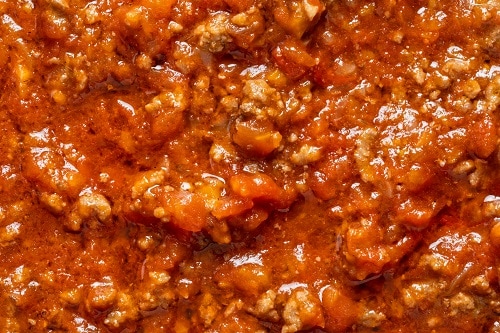 a close up of ragu sauce