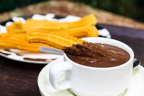 churros dipped in hot chocolate
