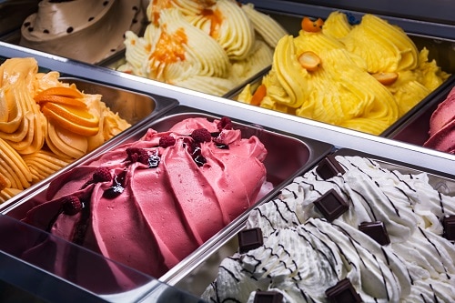 italian gelato in an ice cream parlour