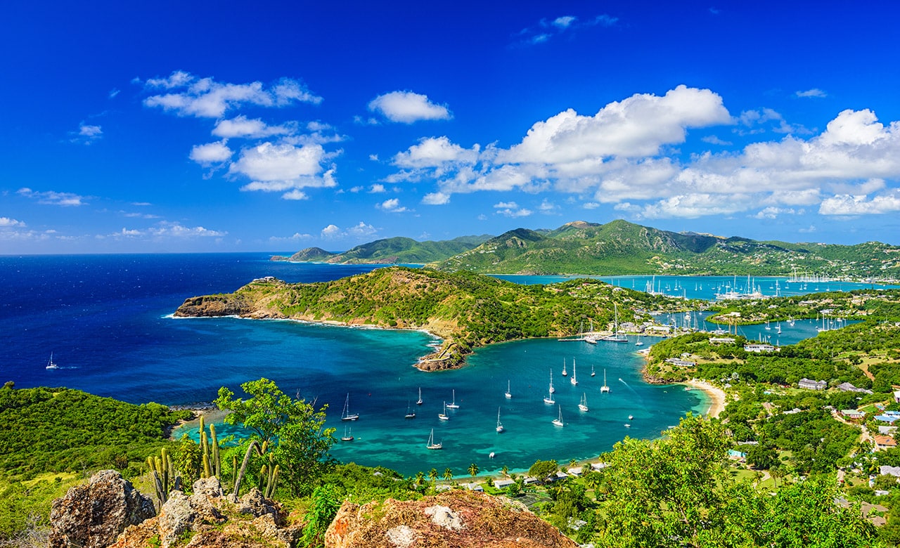 Caribbean view from Shirley Heights, Antigua and Barbuda.