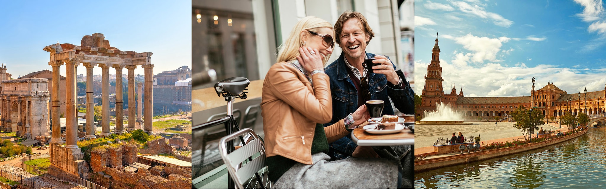 Close up of a happy mature couple enjoying coffee in a cafe