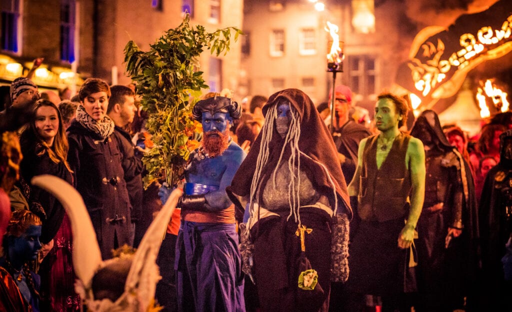 Performers at a Samhain night festival.