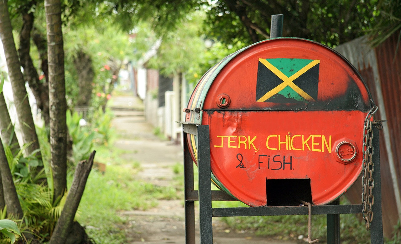 Charcoal barrel for making Jamaican Jerk fish and chicken. Very typical in Jamaica, it is also frequent in the Carribean coast of Costa Rica, where this photo was taken (Puerto LimÃ³n).