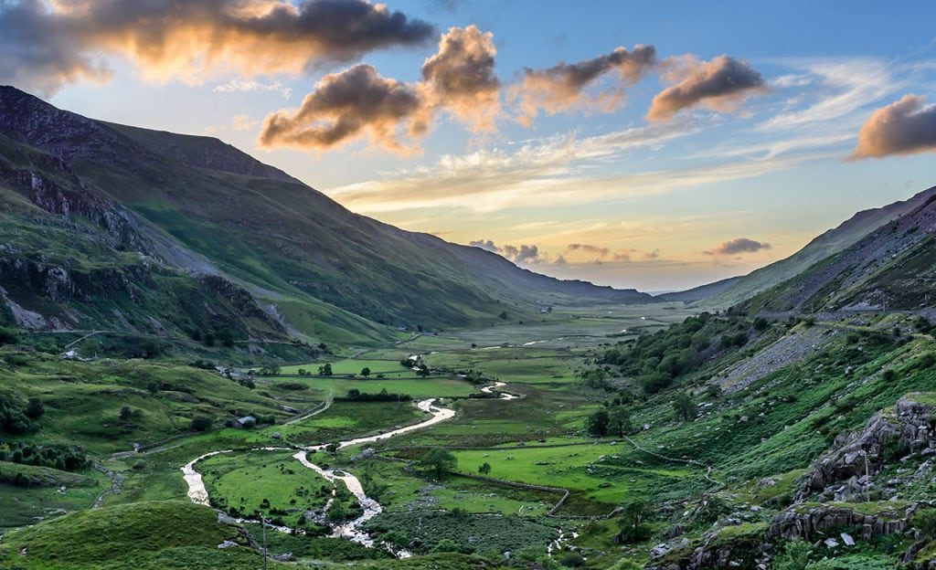 Dusk in Snowdonia National Park in Wales