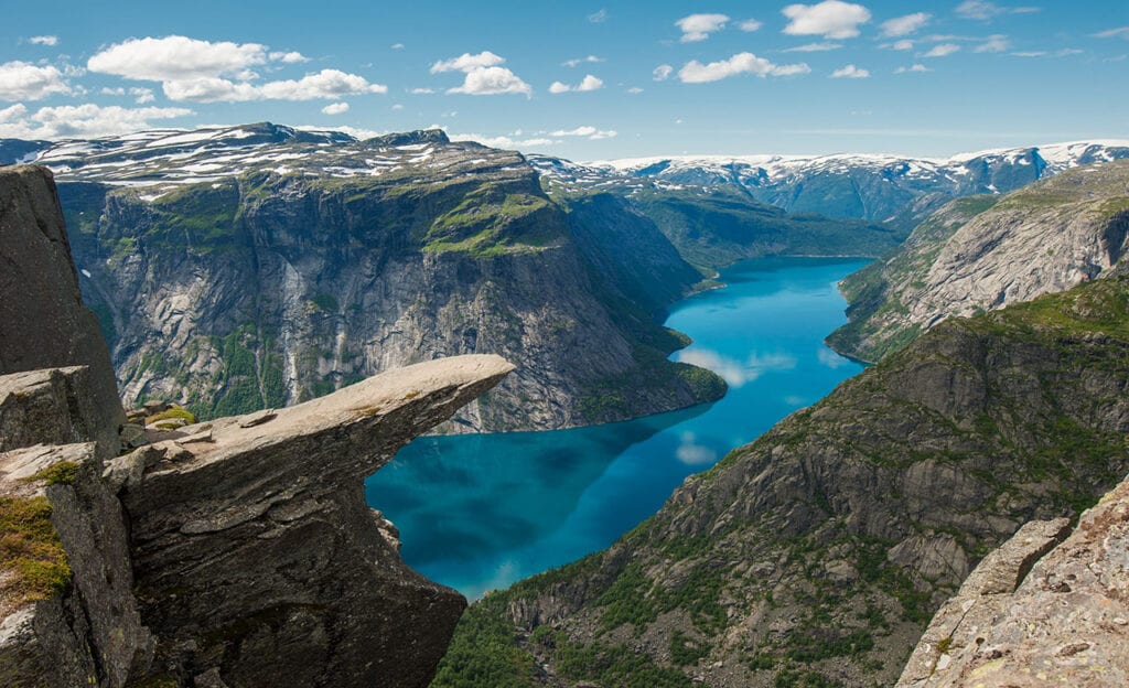 A rock structure high above a fjord in Norway.