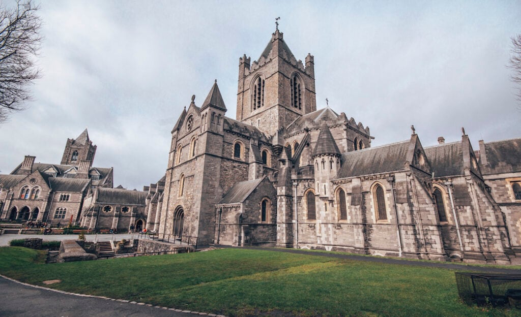 Exterior view of St. Patrick's Cathedral in Dublin, Ireland.