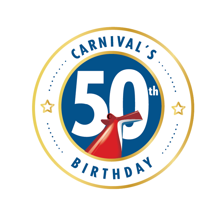 carnival's 50th birthday logo with the carnival funnel