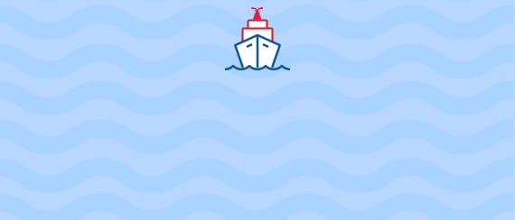 cruise ship icon superimposed on a wave background