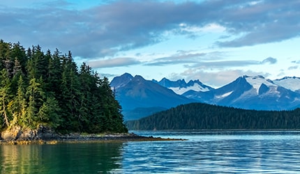 view of the forest and mountains in juneau, alaska