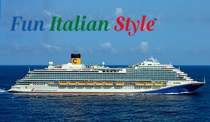 carnival firenze sailing at sea with the fun italian style logo
