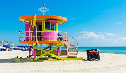 the colorful lifeguard station on miami beach