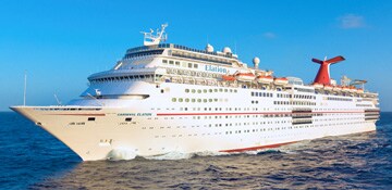aerial view of the Carnival Elation sailing through the ocean
