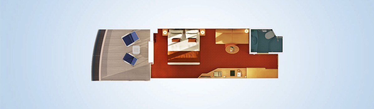 Carnival Magic Aft-View Extended Balcony Stateroom Floorplan