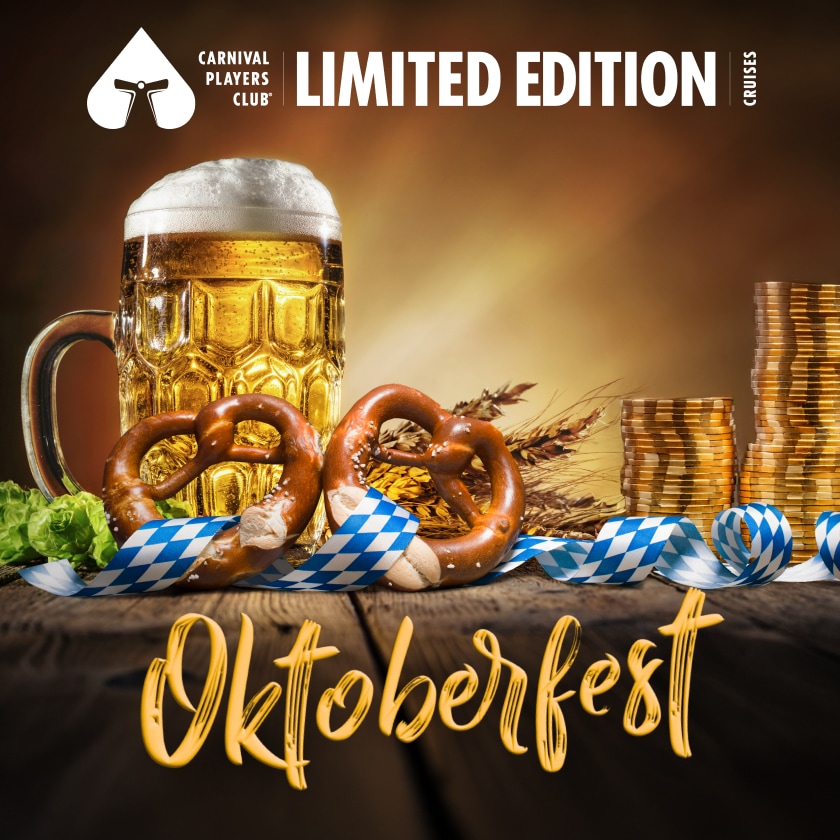 a pint of beer is surrounded by pretzels and gold coins