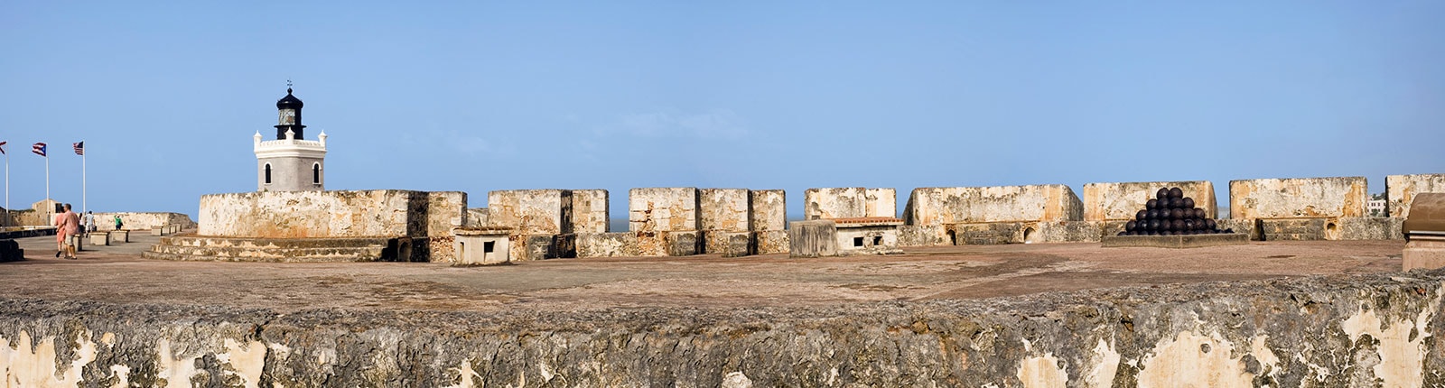 View of the interior walls of the historic fortress in San Juan, Puerto Rico